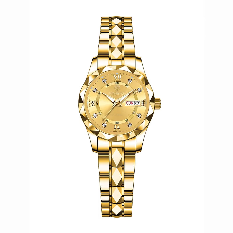 BINBONG Luxury Quartz Watch Women Elegant Stainless Watch Waterproof