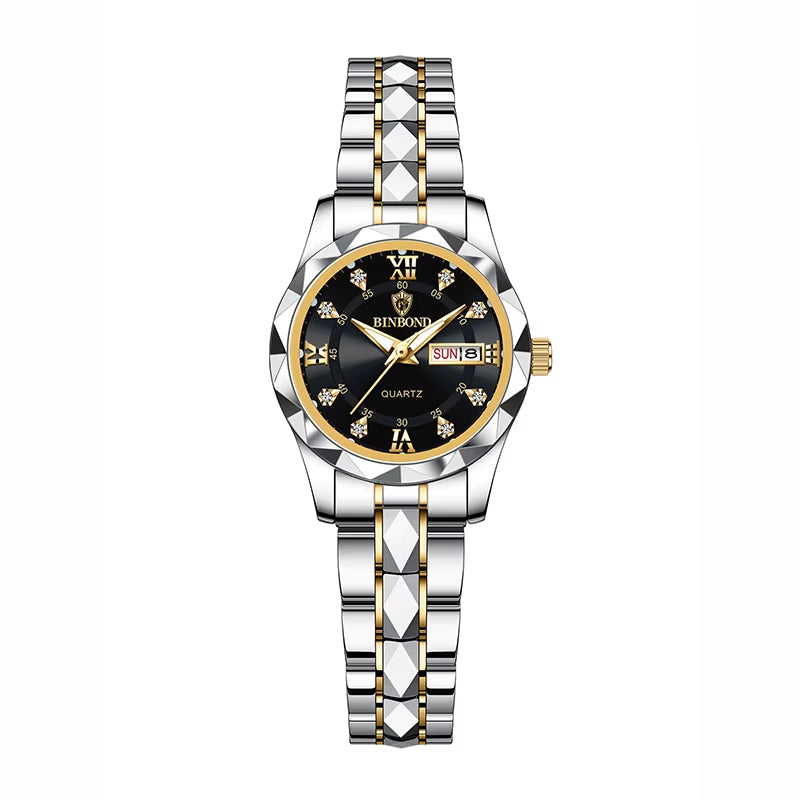 BINBONG Luxury Quartz Watch Women Elegant Stainless Watch Waterproof Ladies Fashion Dress Wristwatch Girlfriend Lovers Gift