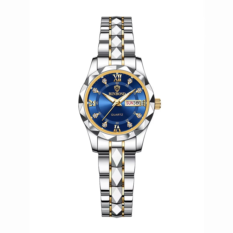 BINBONG Luxury Quartz Watch Women Elegant Stainless Watch Waterproof Ladies Fashion Dress Wristwatch Girlfriend Lovers Gift