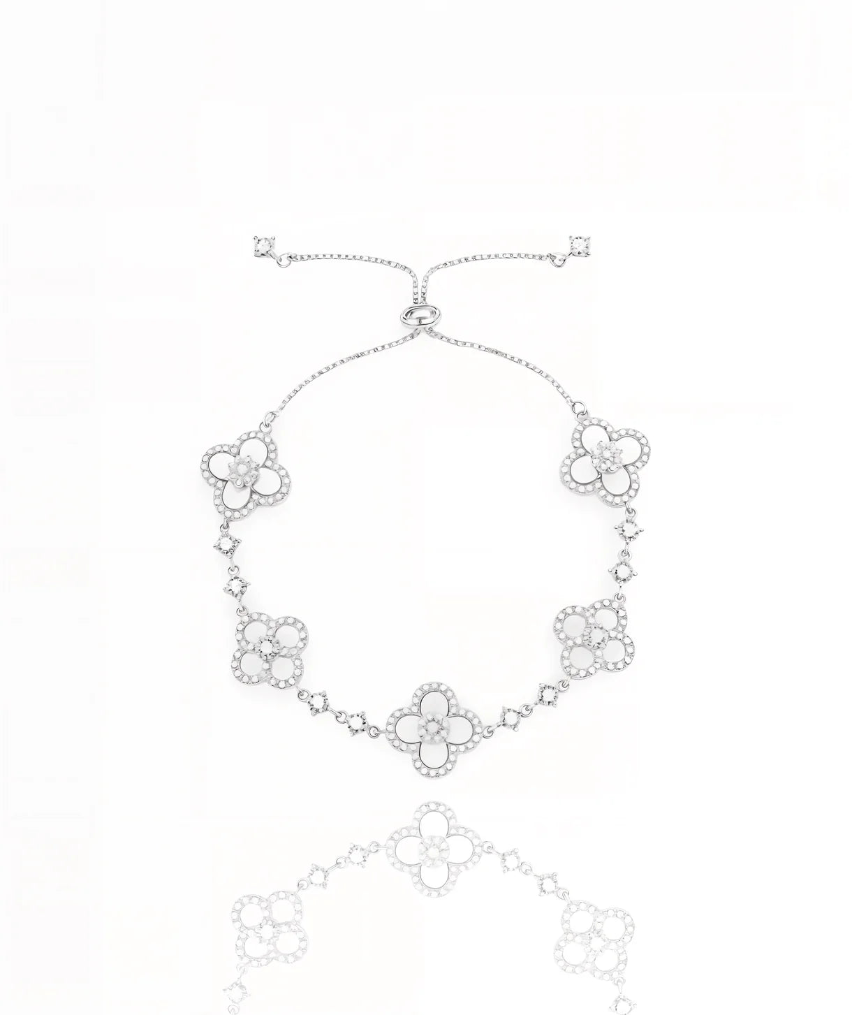 Lucky Clover Bracelet - Pink Mother of Pearl & Zirconia