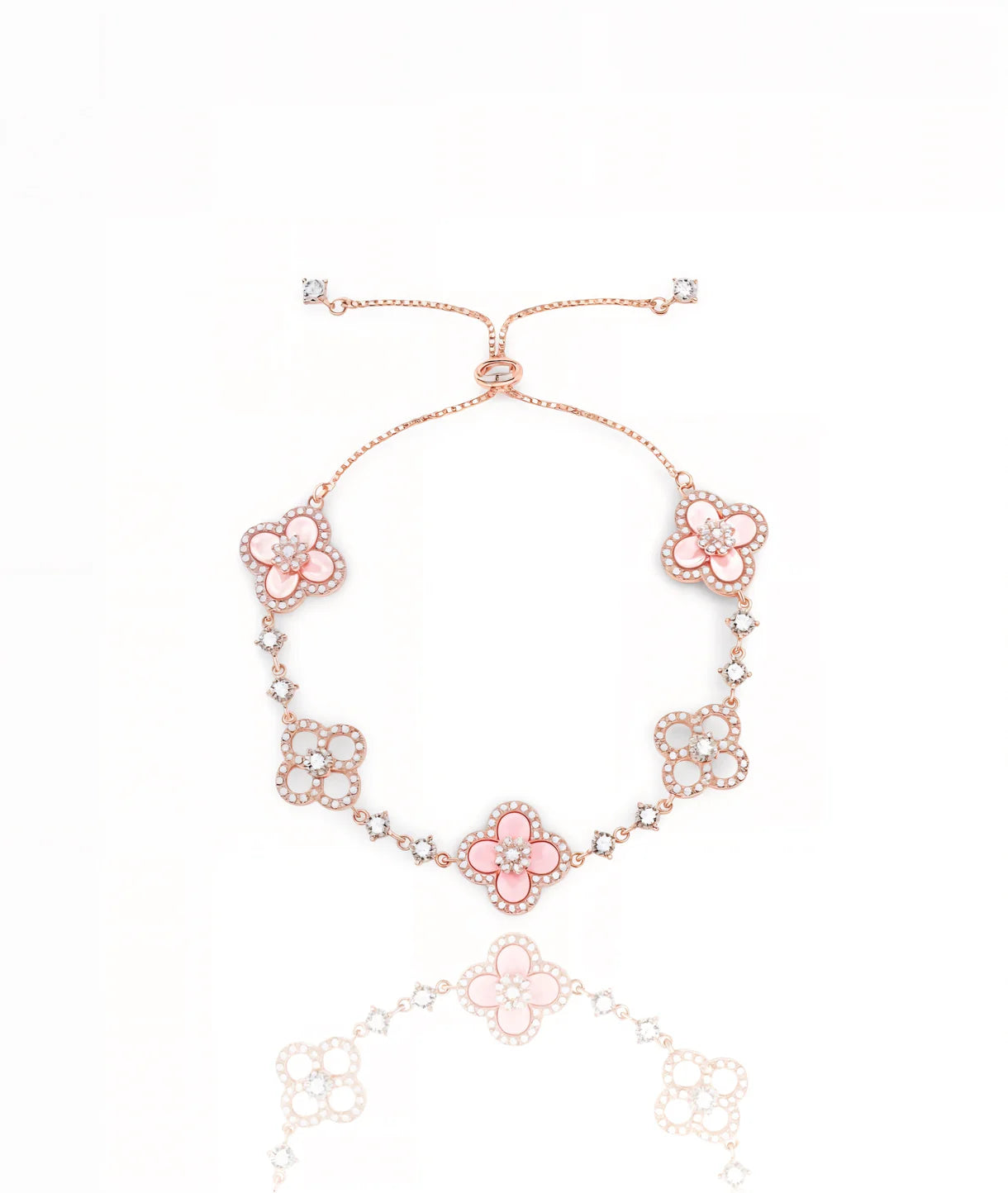 Lucky Clover Bracelet - Pink Mother of Pearl & Zirconia
