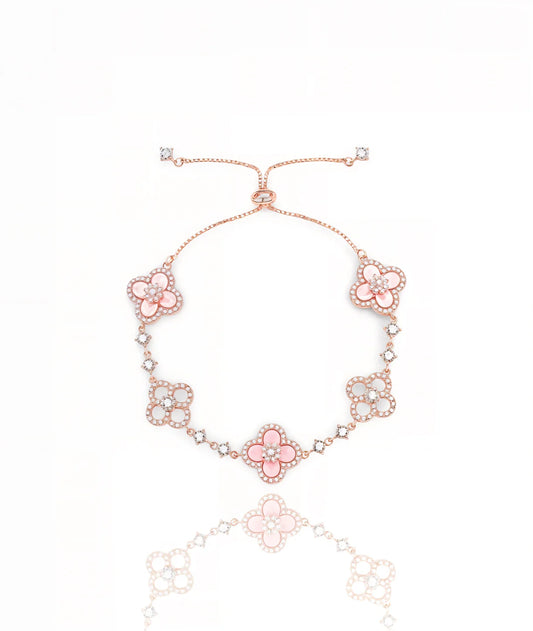 Lucky Clover Bracelet - Pink Mother of Pearl & Zirconia